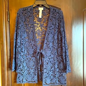 Chico’s crochet top! Flower details, lightweight.